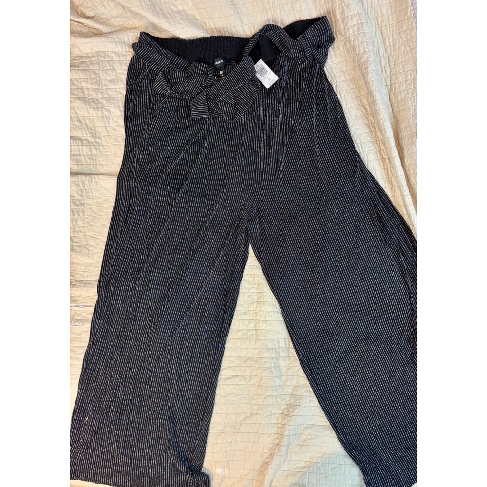 Torrid Black Silver Metallic Glitter Stripe Wide Leg Pants 4X 26 NWT 19014991